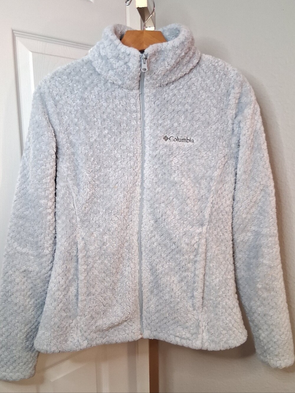 Columbia Gray Textured Fleece Jacket Small